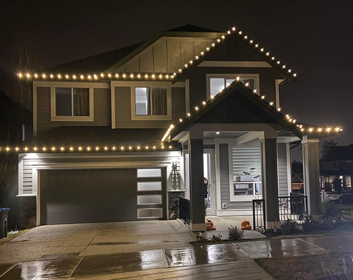 Home lit in warm white